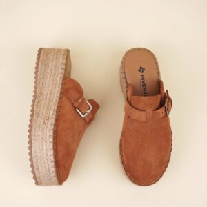 Ženske kožne papuče Invento 9485 Suet taba