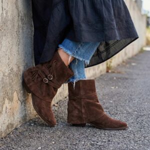 Ženska kožna čizma Invento Craft kahve suet