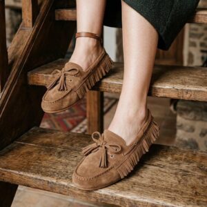 Svetlo braon kožne ženske mokasine Invento S260949