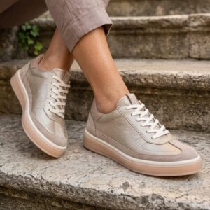 kožne ženske zlatno bež patike