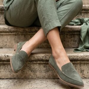 espadrile špic ravne zelene bueno