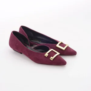 Bordo kožne ženske baletanke sa šnalom Invento S262170