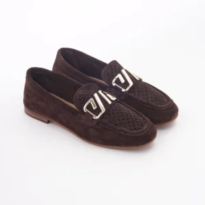 Braon kožne ženske mokasine sa šnalom Invento S260828