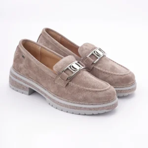 Bež kožne ženske mokasine sa šnalom L88A2621