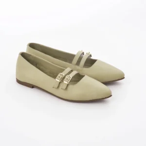 Zelene kožne ženske baletanke sa kaiševima Invento S260150