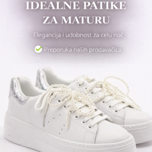 Bele ženske patike sa bisernim pertlama – idealne za maturu i elegantne kombinacije