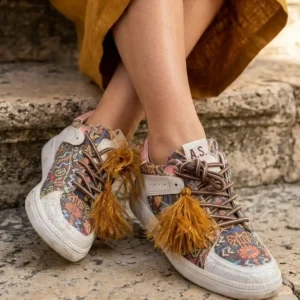 Ženske kožne patike šarene sa naradžastim detaljem AirStep C31101