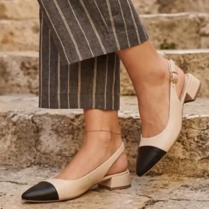 Bež/crne kožne ženske sandale Tamaris 29400-44