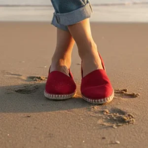 Crvene ženske kožne espadrile Carmen fuego