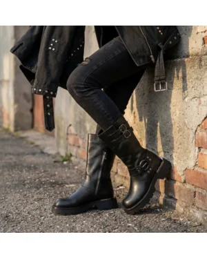 Ženska kožna čizma Invento 0630 Black leather