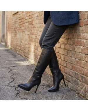 Ženska kožna čizma Invento 0639 Black leather