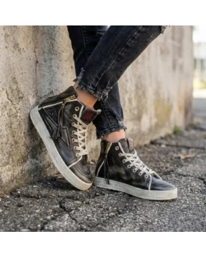 Tamno srebrne ženske kožne patike AirStep A48221