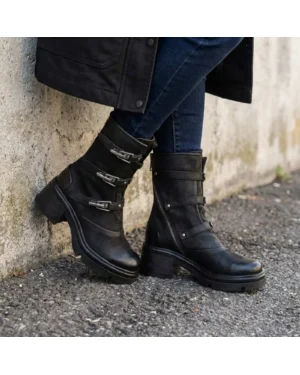Crne ženske kožne čizme AirStep A89231