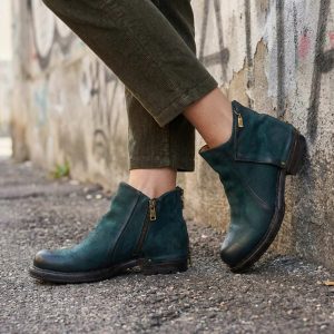 Petrolej zelene ženske kožne cipele AirStep B80232