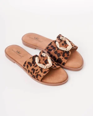 Leopard ženske papuče sa zlatnim detaljem PA56