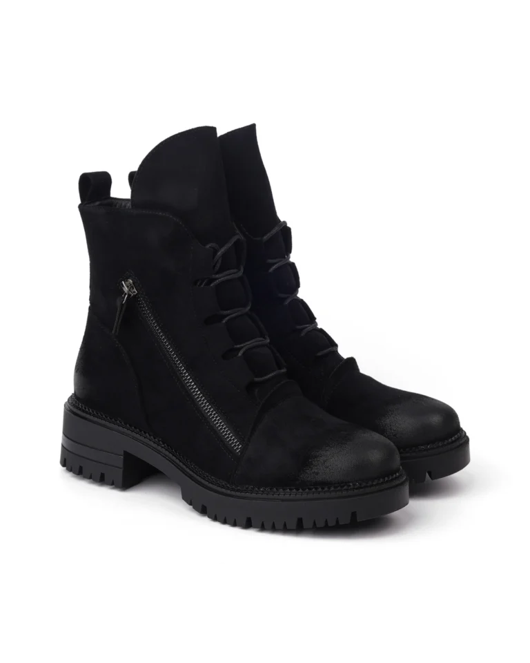 Crne ženske čizme na pertlanje Neta A2448 BLACK