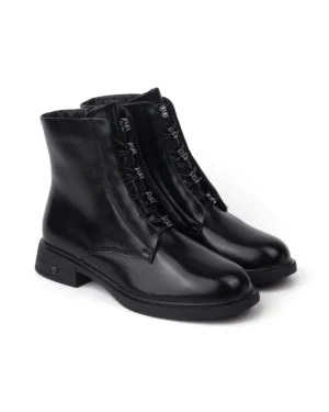Crne ženske gležnjače sa pertlama i rajsferšlusom Neta AQ609 BLACK
