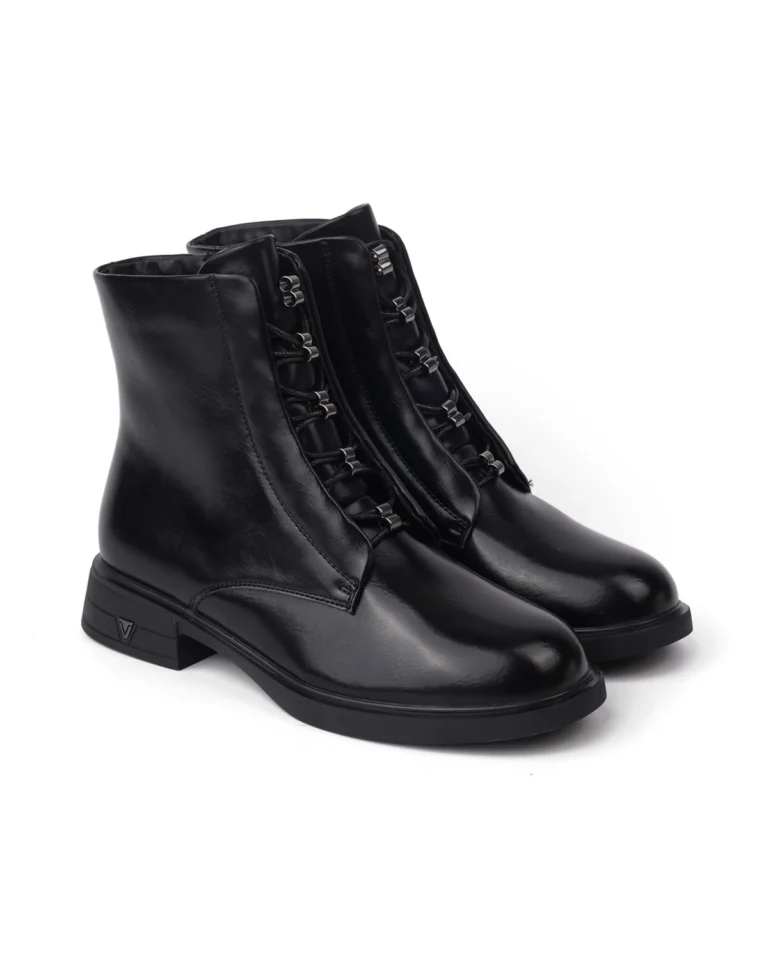 Crne ženske gležnjače sa pertlama i rajsferšlusom Neta AQ609 BLACK
