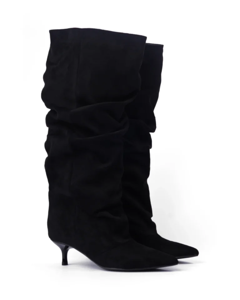 Crne ženske čizme sa naborima Favorito LX562632BLK