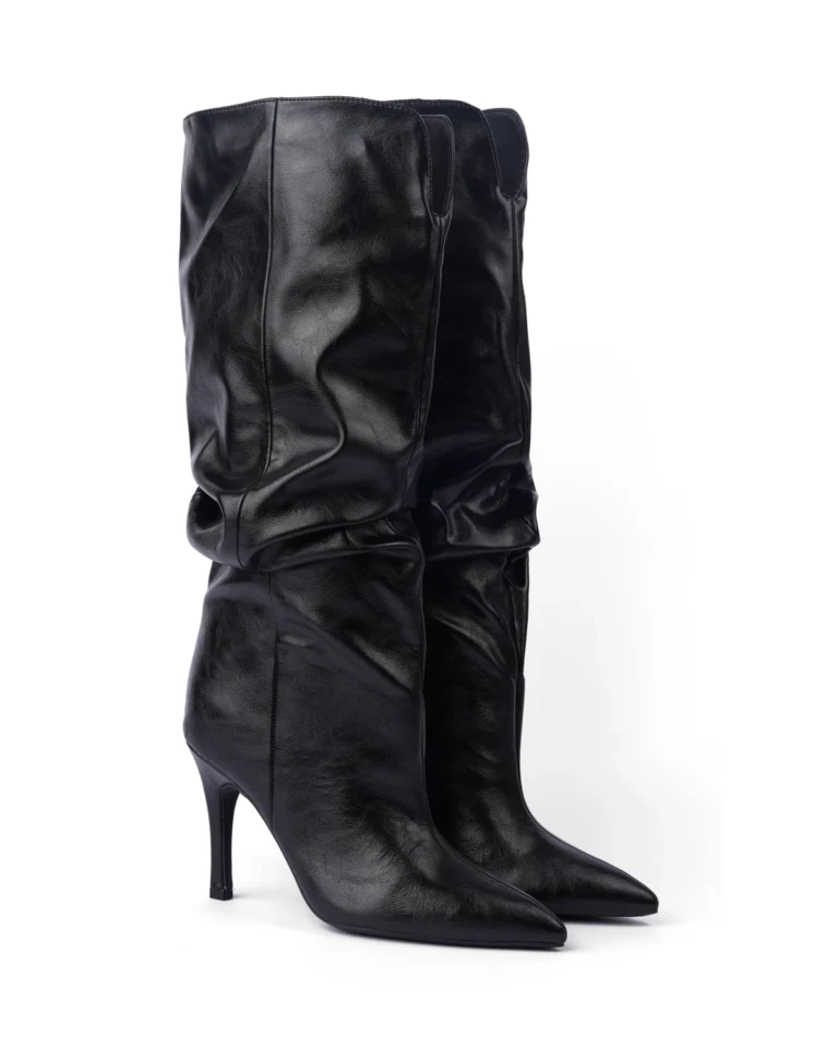 Crne ženske visoke čizme na štiklu Favorito LX562639BLK-PU