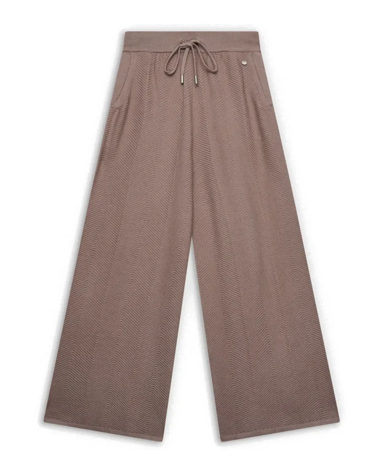 Anekke sivo-bež široke pletene pantalone