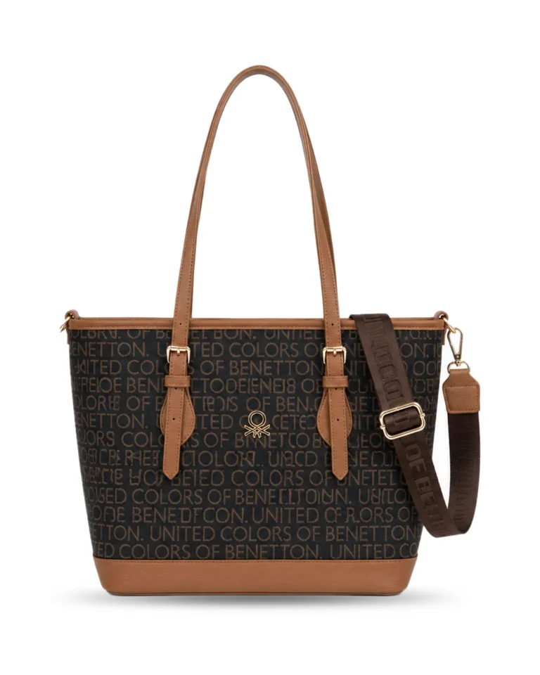 Braon i kamel ženska shopper tašna Benetton BNT1674